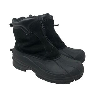 Elk Woods Slushy Snow Boots Mens 9 Black Suede Zip Outdoor Waterproof Hiking